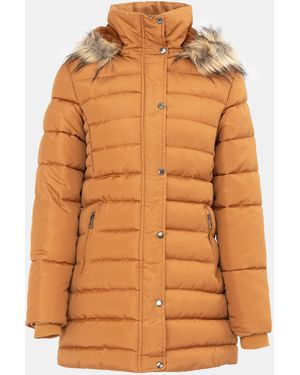 I Saw It First Isif Detachable Hood Sherpa Lined Knee Length Parka - Orange