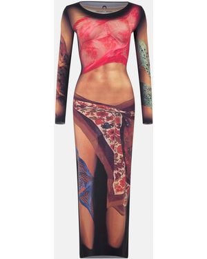 Marine Serre Long Soft Fabric Maxi Dress - Red