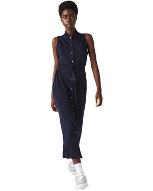 Lacoste Ef1107 Collared Neck Maxi T-Shirt Dress - Blue