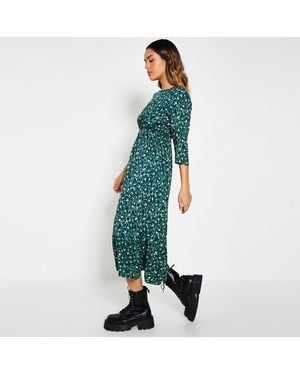 I Saw It First Isawitfirst Frill Hem Smock Midi Dress - Green