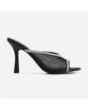 Where's That From Portugal Open Toe Mules With Crystal Trim - Black