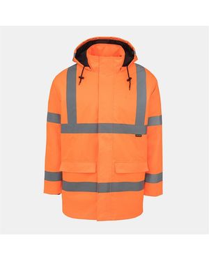 Dunlop Waterproof Wind Resistant Reflective Long Sleeve Hi-Vis Jacket - Orange