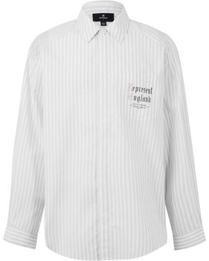 Represent Pinstripe Long Sleeve Patterned Shirt - White