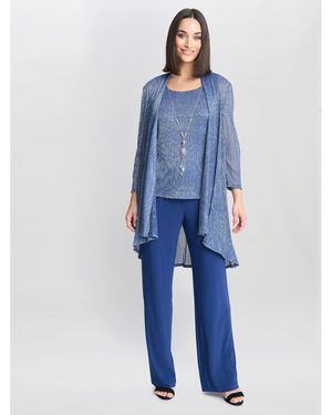 Gina Bacconi Natasha 3 Piece Metallic Trouser Suit - Blue