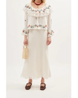 RIXO London Maurine Long Sleeve Blouse - Natural