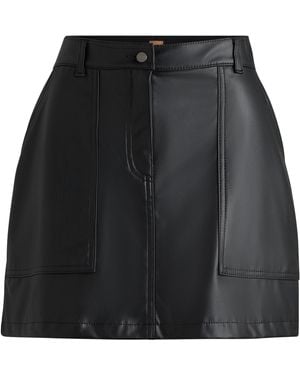 BOSS C Vite Leather Skirt - Black