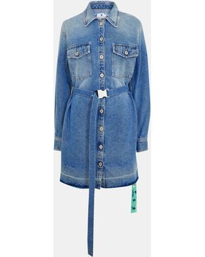Off-White c/o Virgil Abloh Off Logo Collared Neck Mini Dress - Blue