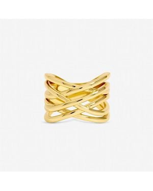 Jon Richard Plated Polished Cross Over Ring - Yellow