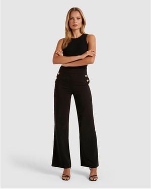 Forever New Megan Button Wide Leg Pant - Black
