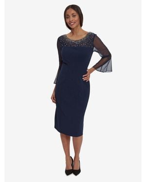 Gina Bacconi Maurine Beaded Neckline Bodycon Dress - Blue