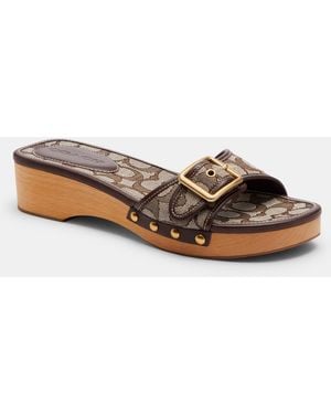 COACH Margot Wooden Sandal In Signature Jacquard - Brown