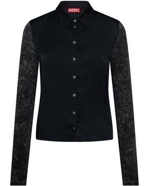 DIESEL Long Sleeve Plain Shirt - Blue