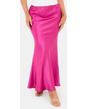I Saw It First Satin Bias Cut Maxi Skirt - Pink
