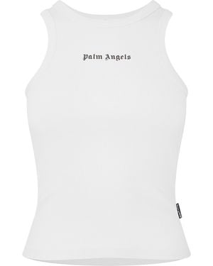 Palm Angels Bouclé Logo Top - White