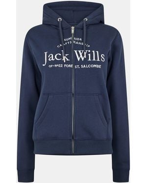 Jack Wills Hunston Logo Zip Hoodie - Blue