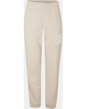 DKNY Logo Closed Hem Fleece Joggers - Natural