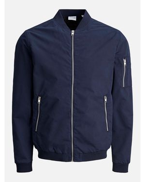 Jack & Jones Rush Plus Size Long Sleeve Bomber Jacket - Blue