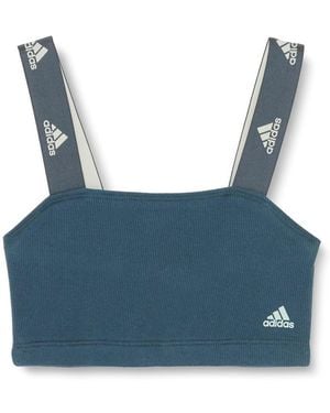 adidas Ribbed Bandeau Strapless Bra - Blue
