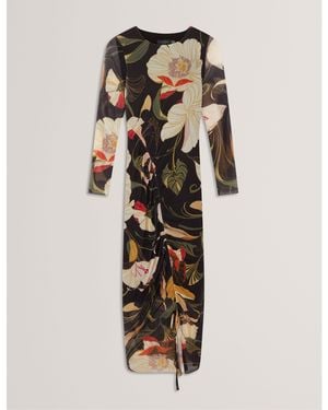 Ted Baker Mesh Midi Bodycon Dress - Black