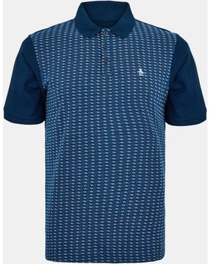 Original Penguin Jacquard Short Sleeve Polo Shirt - Blue