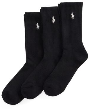 Polo Ralph Lauren Cotton Three-Pack Crew Socks - Black