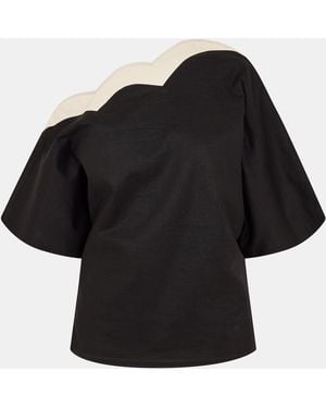 Never Fully Dressed Scallop Tilly Top - Black