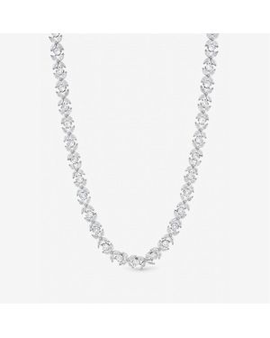 Jon Richard Rhodium Plated Cubic Zirconia Floral Necklace - White