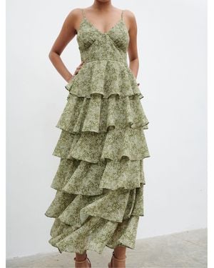 Pretty Lavish Lissy Ruffle Midaxi Dress - Green