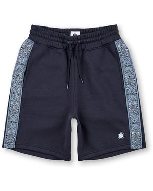 Pretty Green Eclipse Paisley Fleece Jogger Shorts - Blue