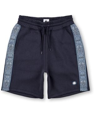 Pretty Green Eclipse Paisley Fleece Jogger Shorts - Blue