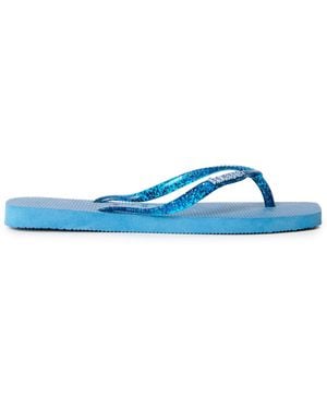 Havaianas Hav. Square Logo Metallic Comfy Blu Flip Flops - Blue