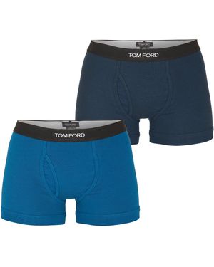 Tom Ford Plain Cotton Boxer Briefs, 2-Pack - Blue