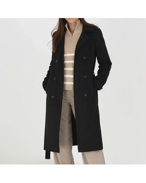 Brave Soul Bs Faux Suede Trench Coat With Belt - Black