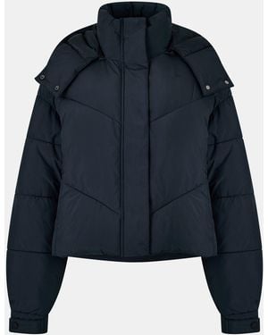 Jack Wills Ritcher Padded Waterproof Hooded Cropped Long Sleeve Short Puffer Jacket - Black