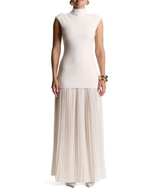 Naked Wardrobe Pleated Sleeveless Maxi Dress - Natural