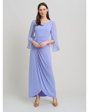 Gina Bacconi Iulia Maxi Wrap Dress W/ Chiffon Sleeve - Blue