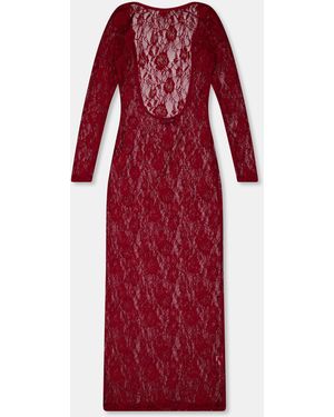 Missy Empire Lace Open Back Maxi Dress - Red
