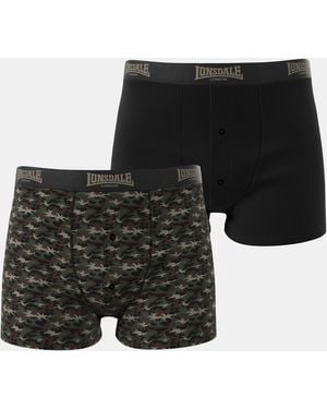 Lonsdale London 2 Pack Boxer Shorts - Black