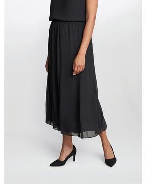 Gina Bacconi Annalise Flowing Chiffon Midi Skirt - Black