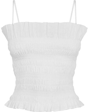 ANDAMANE Suri Smock Tube Bandeau Top - White