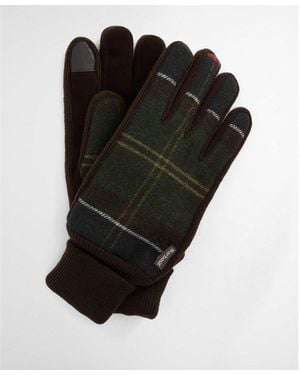 Barbour Hackney Suede & Wool Tartan Gloves - Black