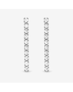 Jon Richard Rhodium Plated Cz Round Tennis Earrings - White