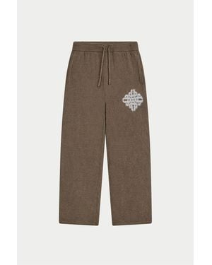 The Couture Club Fluffy Wool Chunky Knit Trousers - Natural