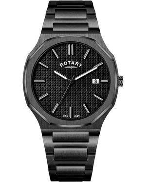 Rotary Heritage Octagonal Ss Bracelet Watch - Black
