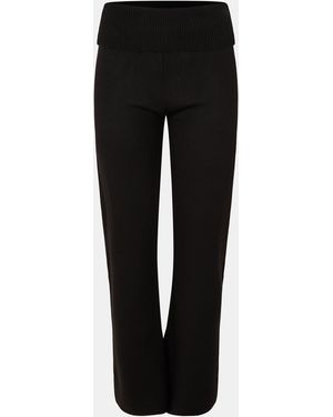 Missy Empire Knit Fold Over Waist Flare Trousers - Black