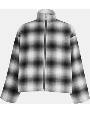MKI Miyuki-Zoku Wool Check Overshirt - Grey