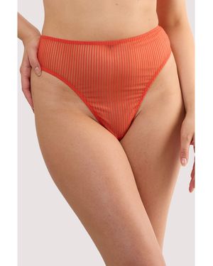 Playful Promises Veronica Microstripe High Waist High Leg Thong - Orange