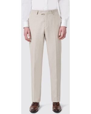 Twisted Tailor Sion Slim Fit Herringbone Trouser - Natural