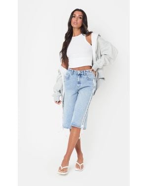 I Saw It First Relaxed Fit Knee Length Denim Jorts - Blue