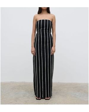 Pretty Lavish Penny Piped Striped Cotton Bandeau Maxi Dress - Black